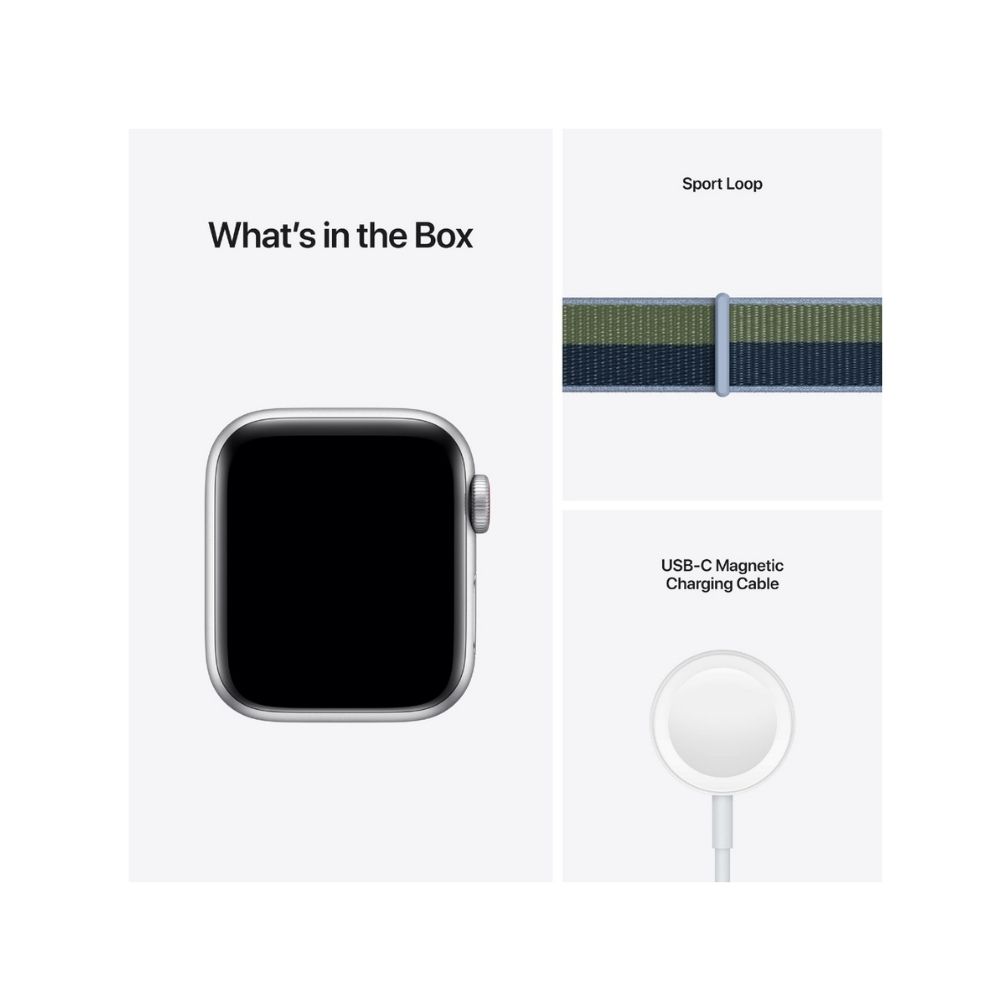 Apple Watch SE GPS + Cellular MKT03HN/A 44 mm Aluminium Case  (Silver Strap, Regular)