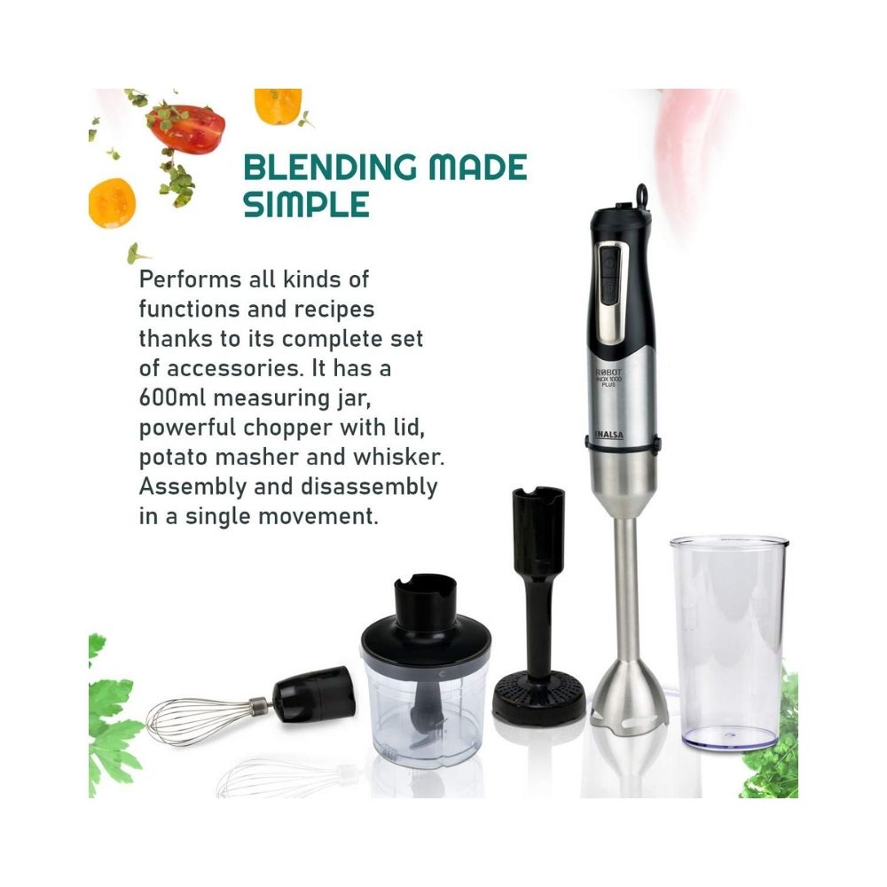 Inalsa Hand Blender Robot INOX 1000 Plus-1000 Watt