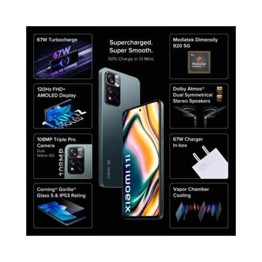 Xiaomi 11i 5G Hypercharge (Camo Green, 6GB RAM, 128GB Storage)