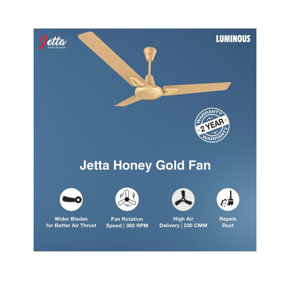 Luminous Jetta 1200mm Ceiling Fan (Honey Gold)