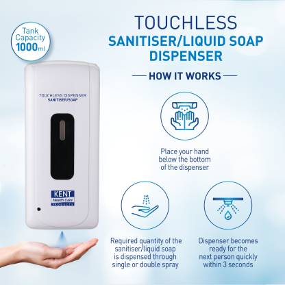 KENT Touchless Sanitiser Dispenser(12013) 1000 ml Liquid Dispenser (White)