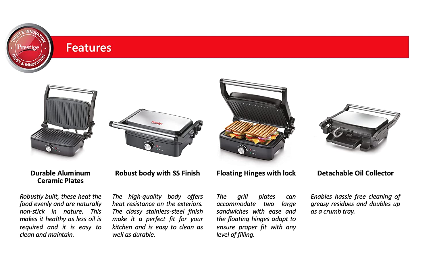 Prestige Electric Grill Grill  (Steel)