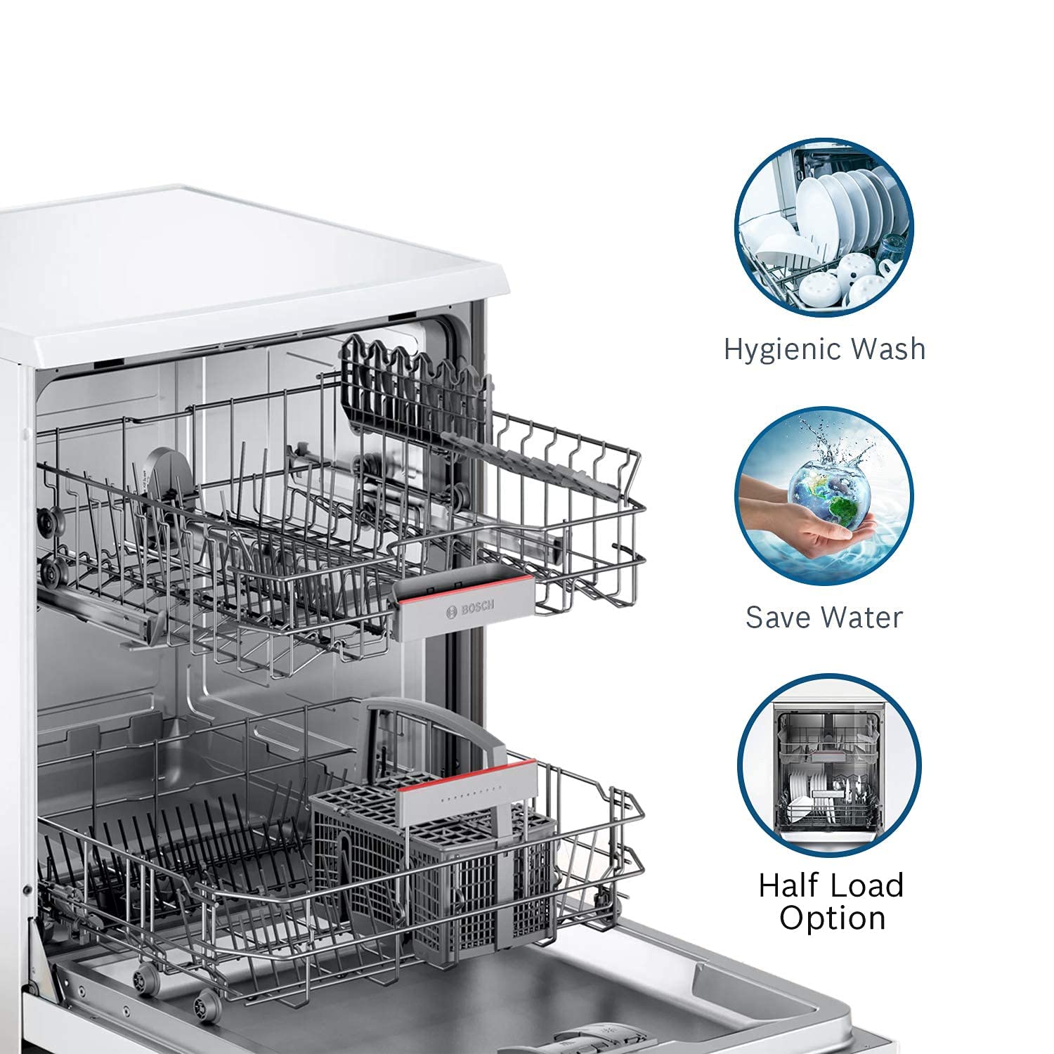 Bosch SMS66GW01I Free Standing 12 Place Settings Dishwasher (White)