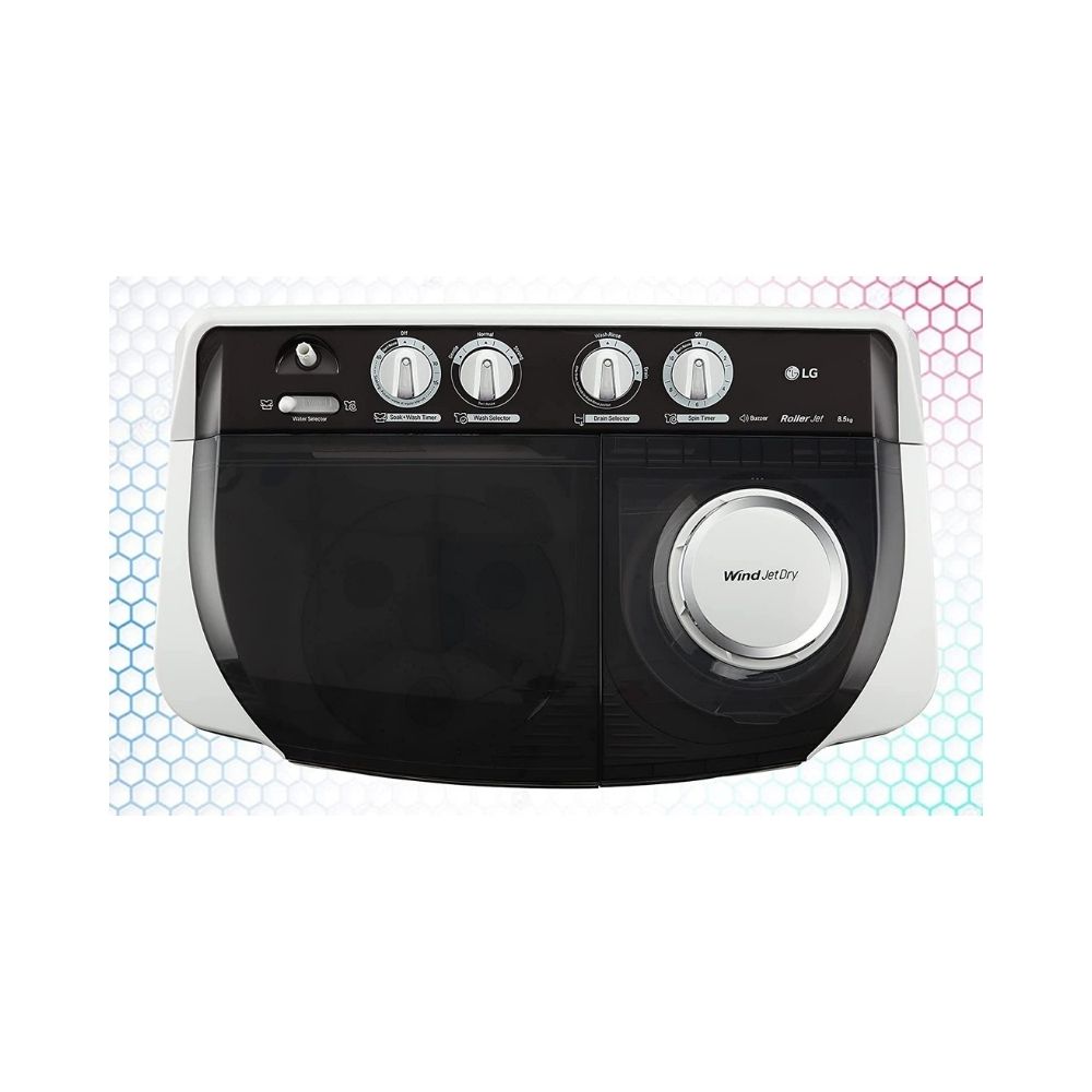 LG 8.5 Kg 5 Star Semi-Automatic Top Loading Washing Machine (P8535SGMZ, Dark Gray, Roller Jet Pulsator), Large