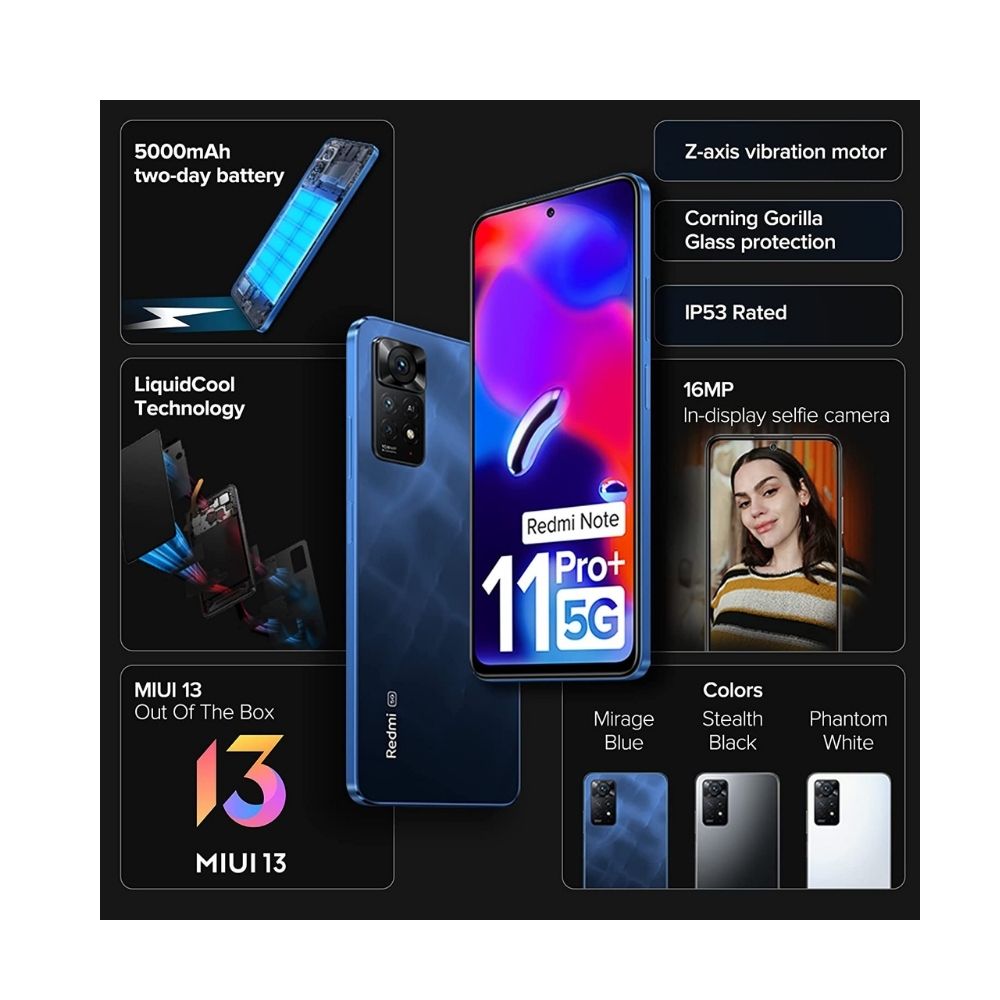 Redmi Note 11 Pro + 5G (Mirage Blue, 6GB RAM, 128GB Storage)