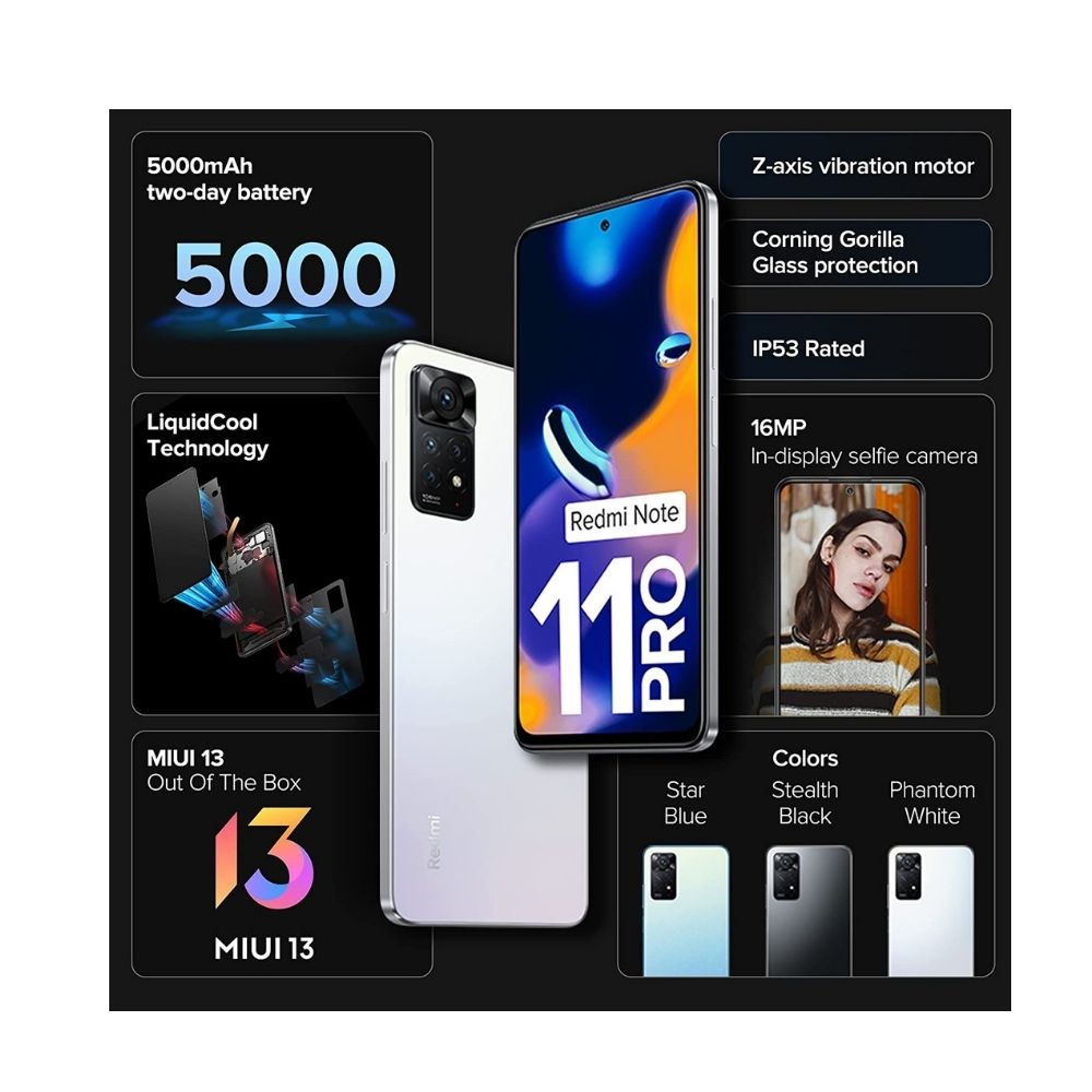 Redmi Note 11 Pro (Phantom White, 6GB RAM, 128GB Storage)