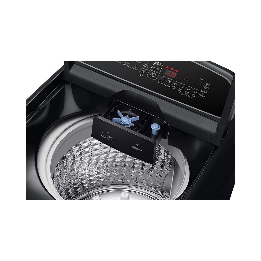 Samsung 10 Kg Inverter 5 star Fully-Automatic Top Loading Washing Machine (WA10T5260BV/TL, Black Caviar, Wobble technology)