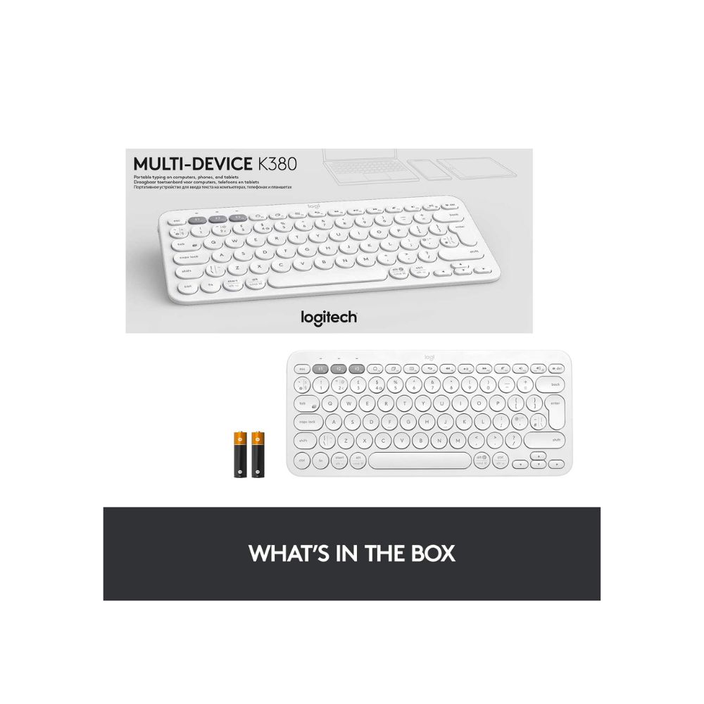 Logitech K380 Wireless Multi-Device Keyboard for Windows, Apple iOS, Apple TV Android or Chrome(Off White)