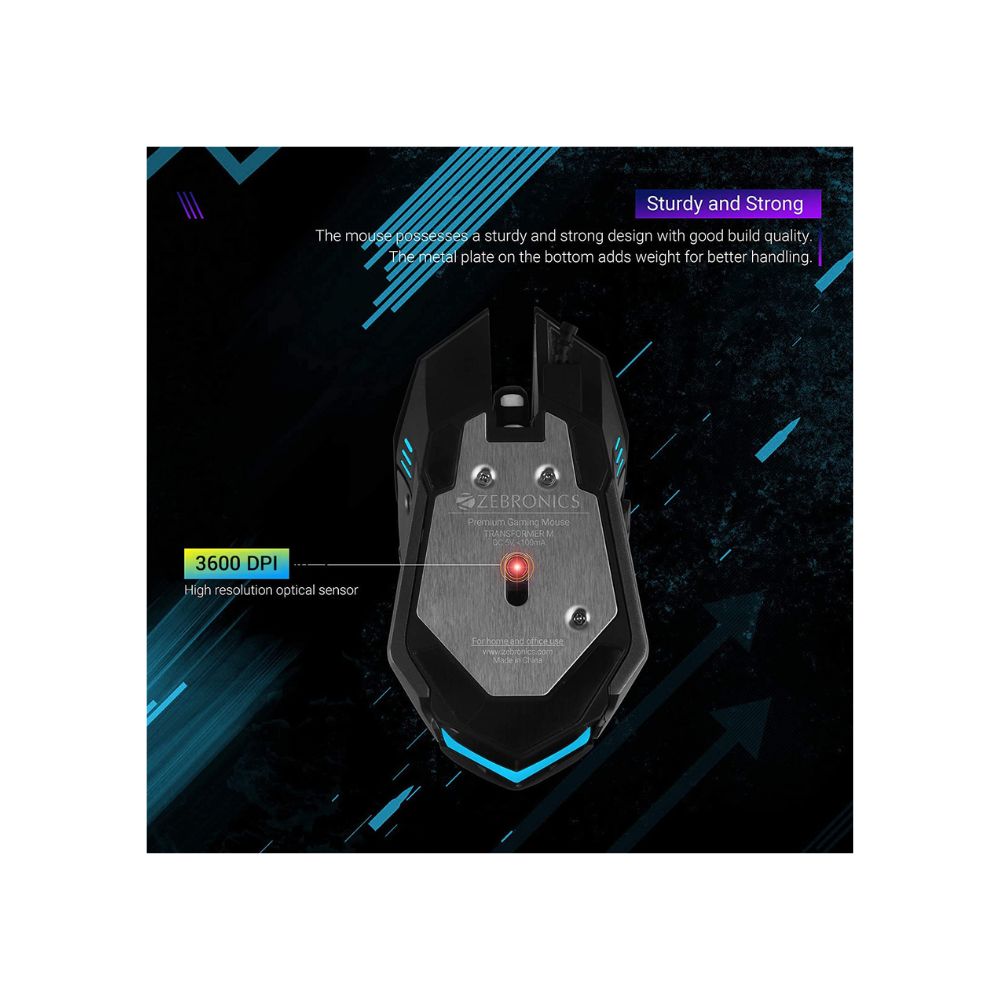 Zebronics Zeb-Transformer-M Optical USB Gaming Mouse with LED Effect(Black)