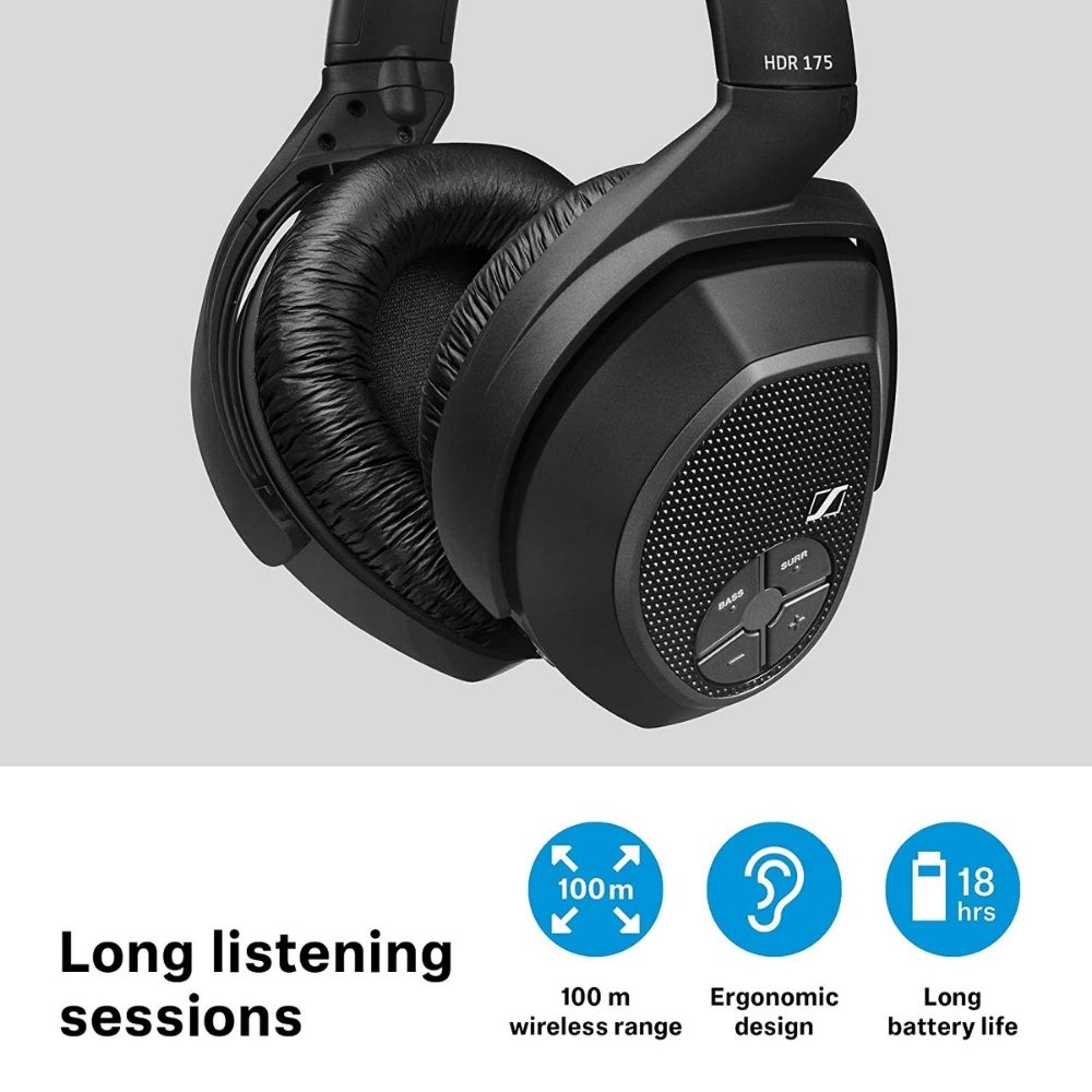 Sennheiser RS 175 Wireless Closed Back Headphones without Mic (Black)