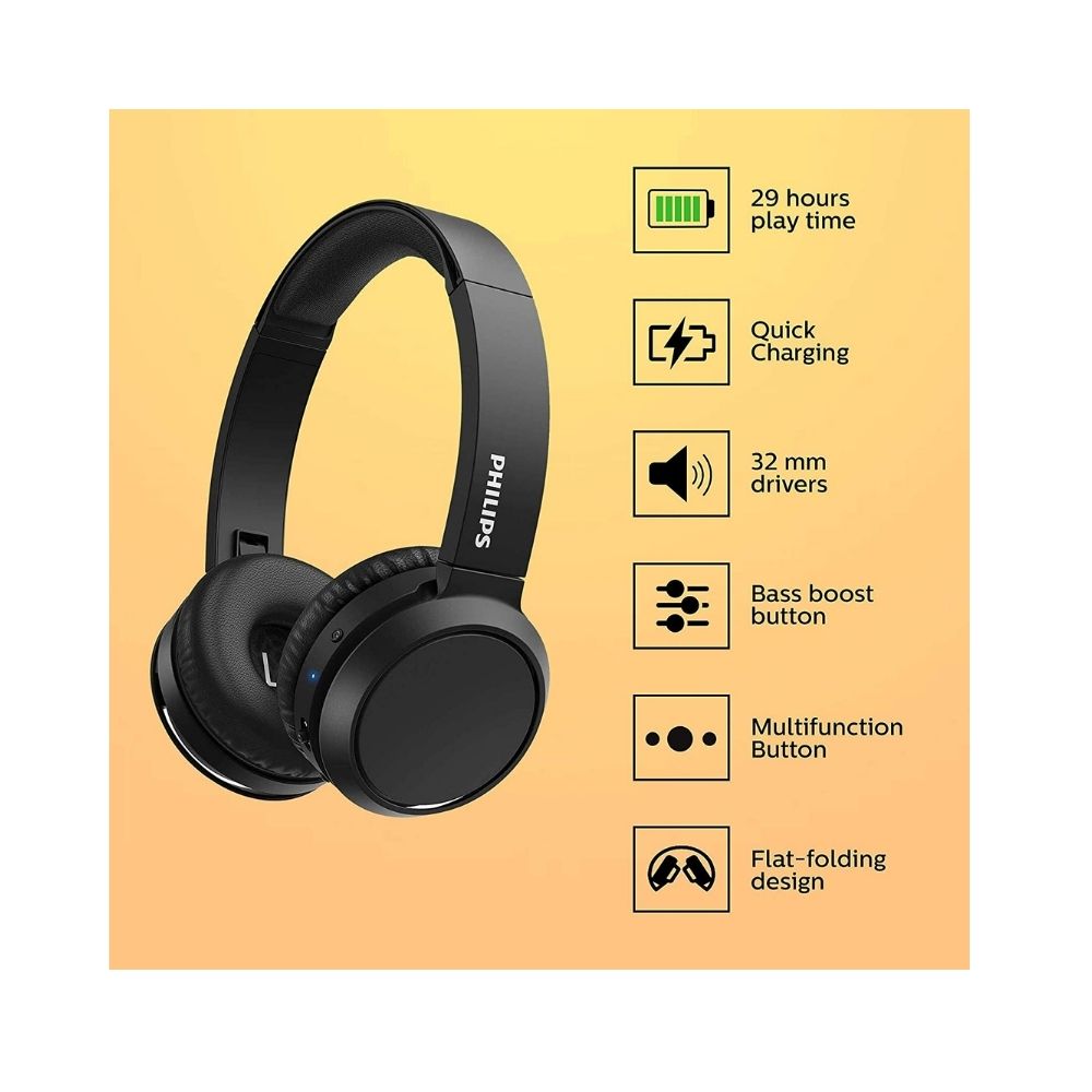 Philips Audio TAH4205 Bluetooth Wireless On Ear Headphone with Mic (Black)