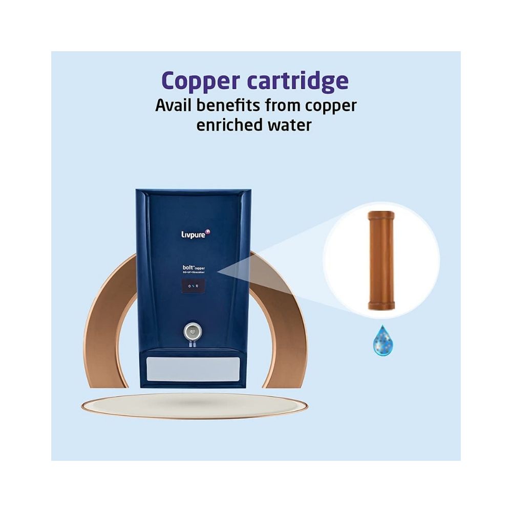 Livpure LIV-BOLT+COPPER(RO+UF+MIN) Water Purifier, 7 Liter