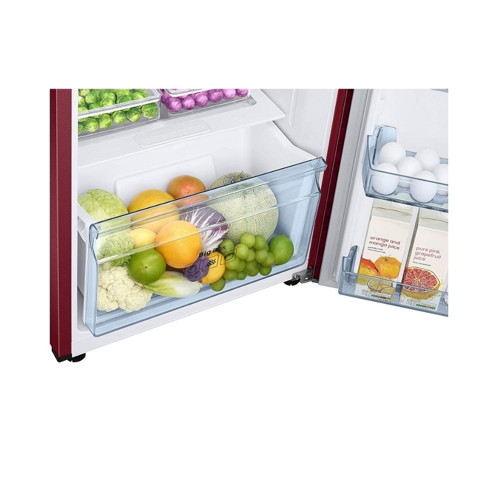 Samsung 253 L 2 Star Inverter Frost-Free Double Door Refrigerator (RT28T30226R/NL, Mystic Overlay Red)