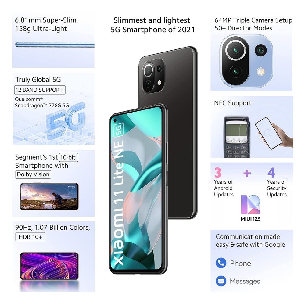 Xiaomi 11 Lite NE 5G  6GB RAM 128 GB Storage (Vinyl Black)