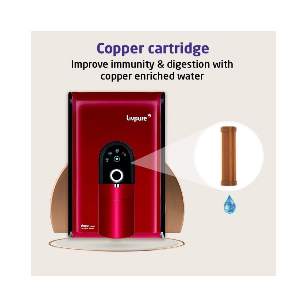 Livpure Liv-Zinger-HR 6.5 L RO + UV + UF + Minerals Water Purifier  (Red)