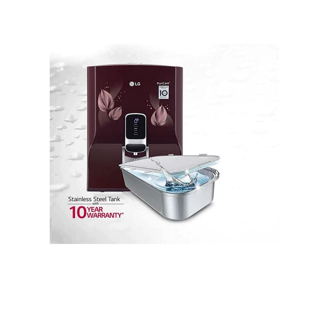 LG WW174NPC 8 L RO + UV + MB Water Purifier  (Crimson Red with Leaf Pattern)