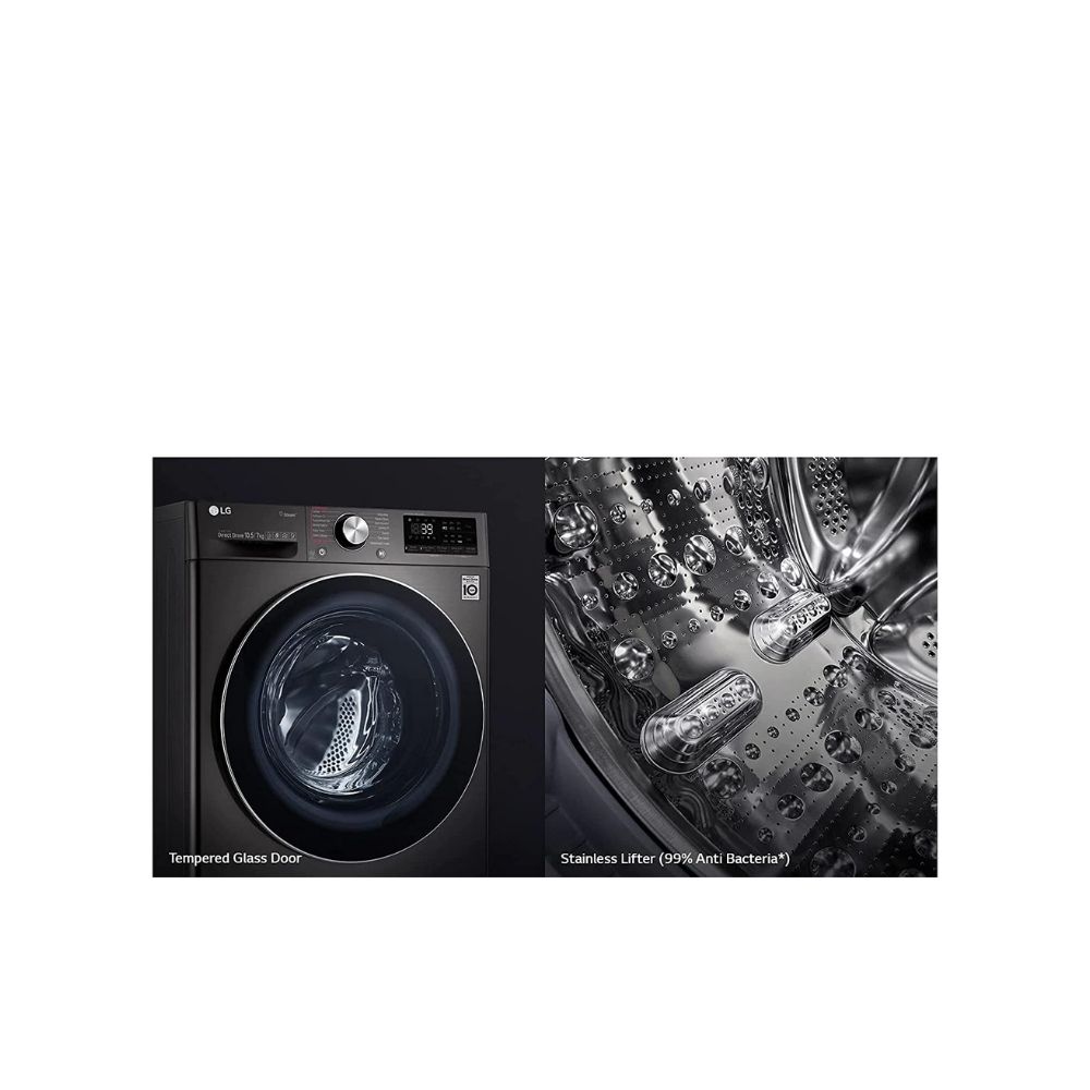 LG 8 kg 5 Star Inverter Wi-Fi Fully-Automatic Front Loading Washing Machine (FHV1408ZWP, Platinum Silver, Steam)