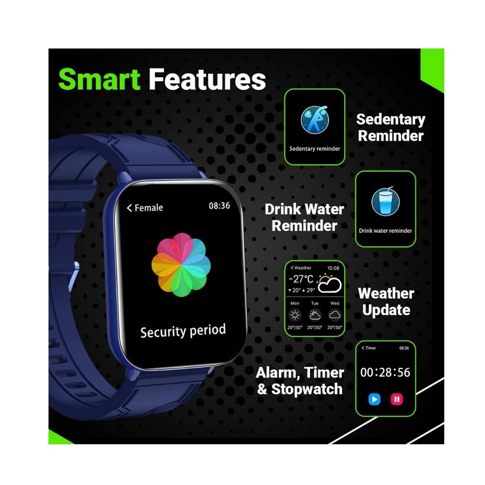 Fire-Boltt Max 1.78“ AMOLED Always ON Display with 368 x 448 Super Retina , Spo2 & Heart Rate Monitor Smart Watch (Dark Blue)