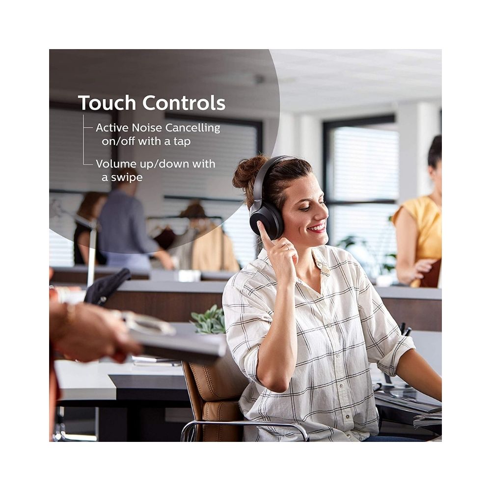 Philips Audio TAPH805BK Bluetooth Wireless Over Ear Headphones with Mic (Black)