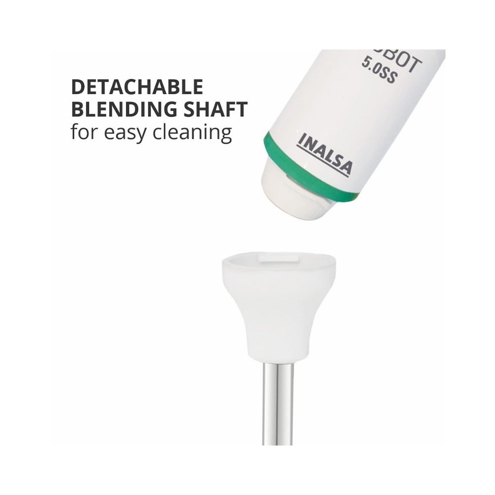 Inalsa Robot 5.0 SS Hand Blender, 500W (White, Green)