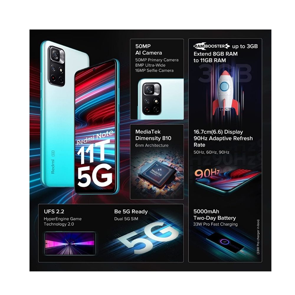 Redmi Note 11T 5G (Aquamarine Blue 6GB RAM 128GB ROM)