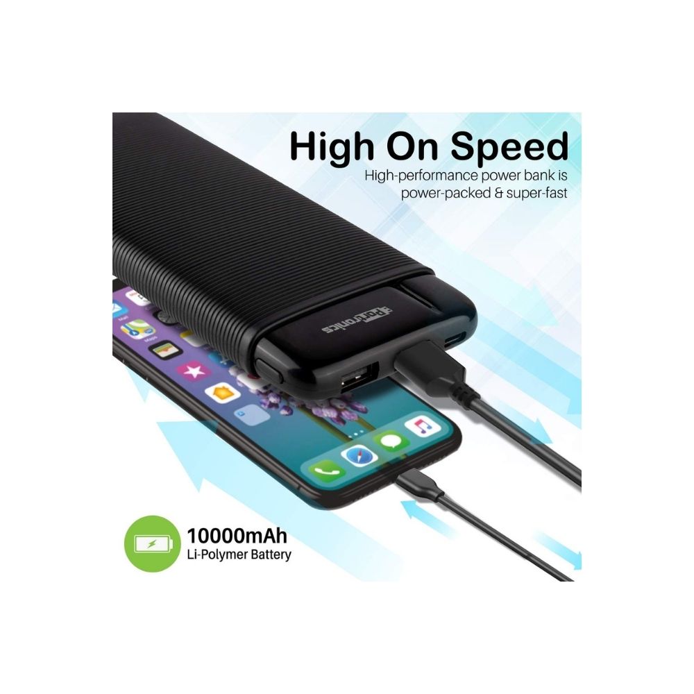 Portronics Power PRO 10K 10000mAh Power Bank with Dual Output Emergency Mobile Charger(Black)