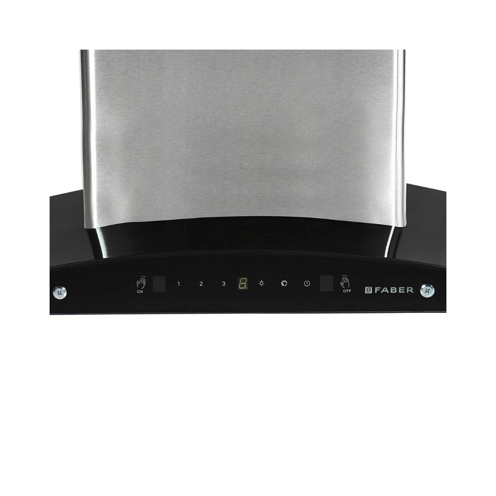 Faber 90 cm 1100 m³/hr Auto-Clean Curved Glass Kitchen Chimney (Hood Zest HC SC SS 90, Baffle Filter, Touch Control, Stainless Steel)