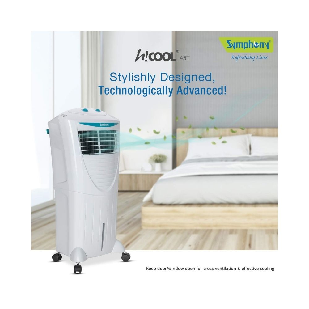 Symphony HiCool 45T Modern Personal Air Cooler 45-litres(White)