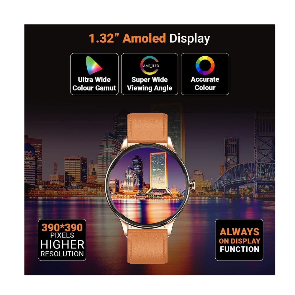 Fire-Boltt Terra AMOLED Always ON 390*390 Pixel Full Touch Screen, Spo2 & Heart Rate Monitoring Smartwatch
