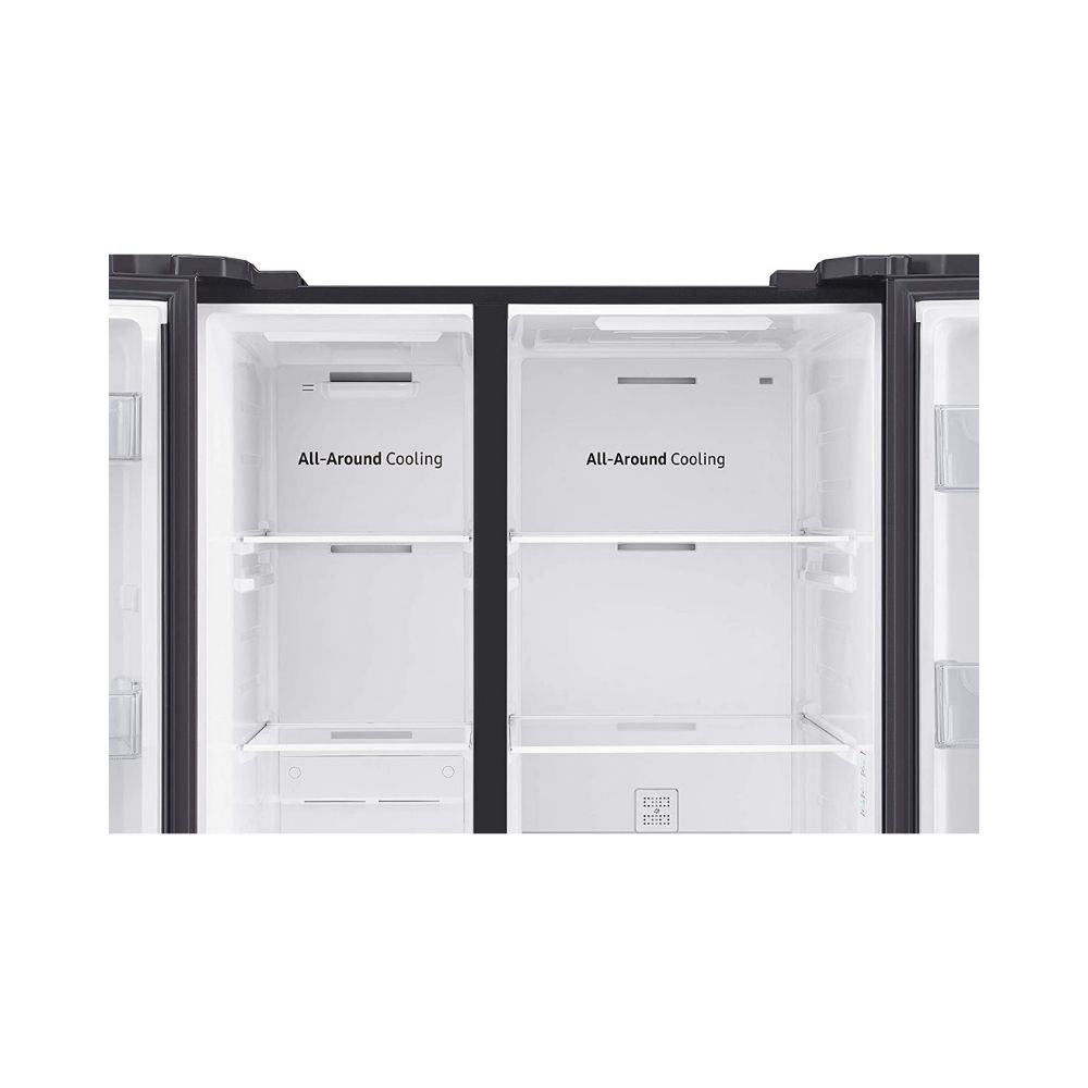 Samsung 673 L Inverter Frost Free Side-by-Side Refrigerator (RS72A5FC1B4/TL, Gentle Black Matt, Curd Maestro)