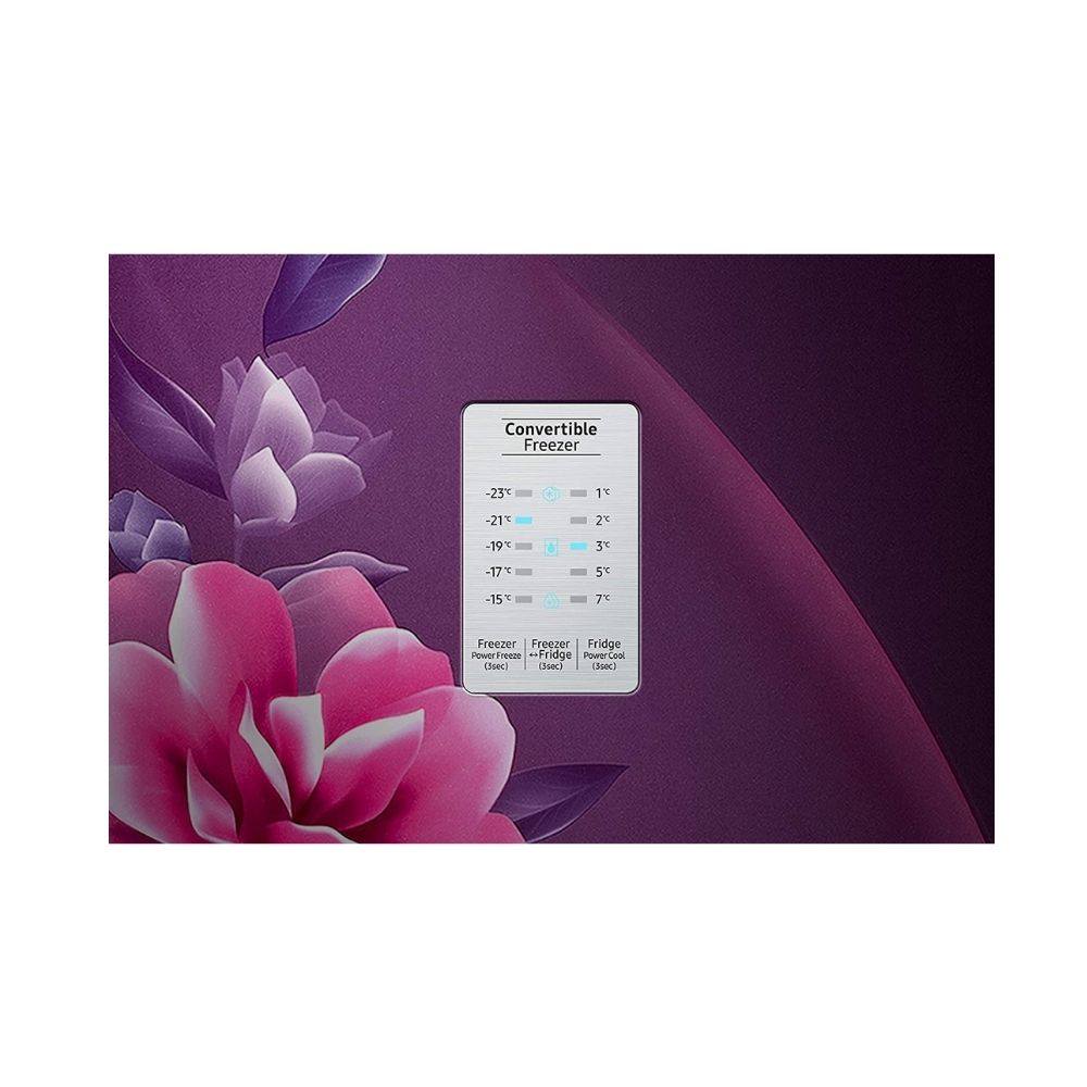 Samsung 253 L 2 Star Inverter Frost-Free Double Door Refrigerator (RT28T3932CR/HL, Camellia Purple, Convertible)