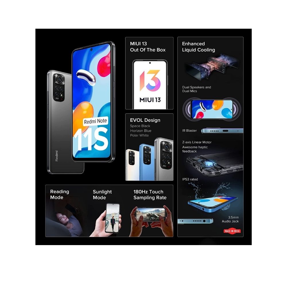 Redmi Note 11S (Space Black, 8GB RAM, 128GB Storage)