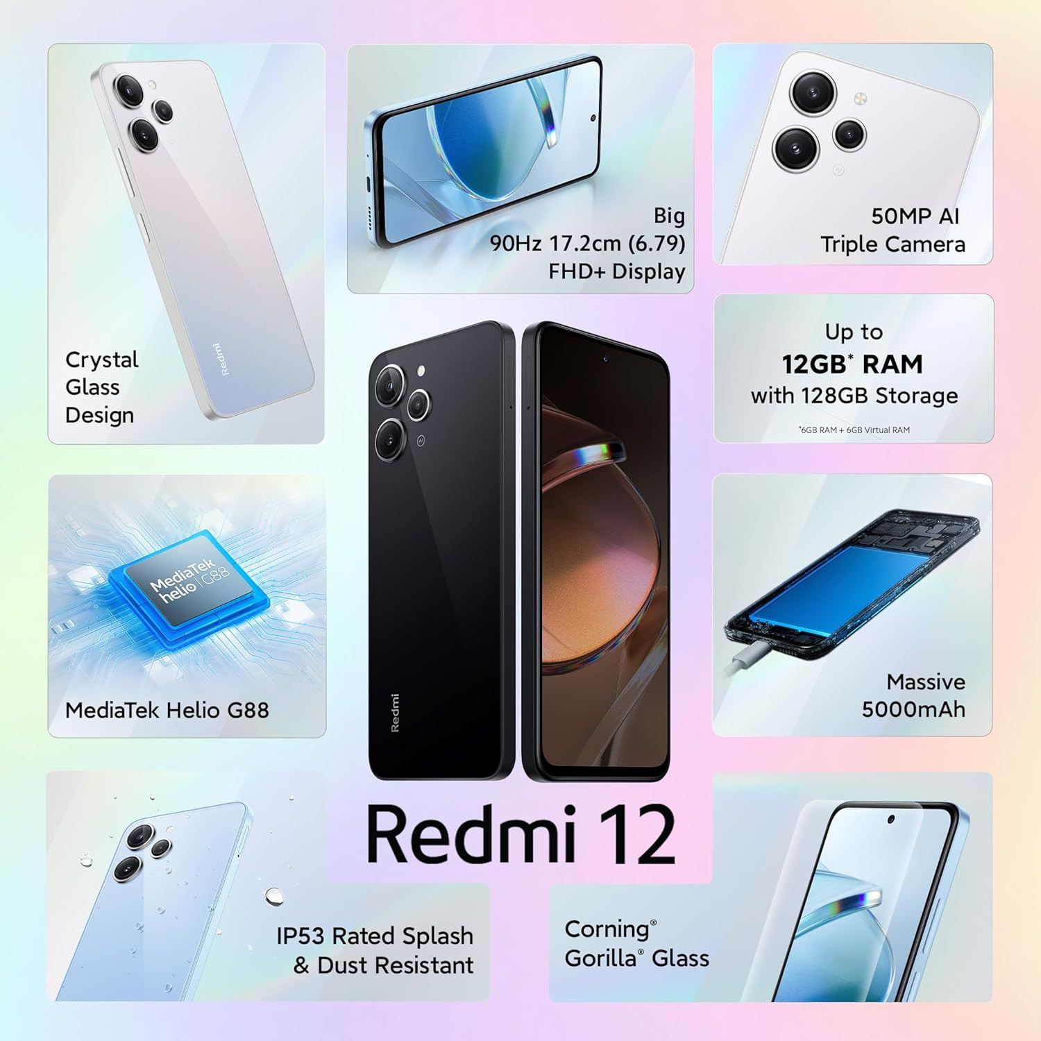 Redmi 12 (Jade Black,6GB RAM, 128GB Storage)