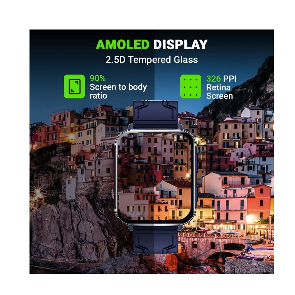 Fire-Boltt Max 1.78“ AMOLED Always ON Display with 368 x 448 Super Retina , Spo2 & Heart Rate Monitor Smart Watch (Dark Blue)