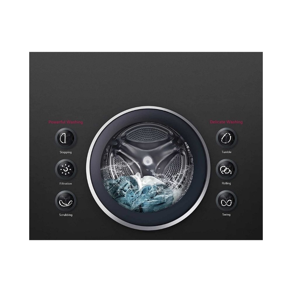LG 8 kg 5 Star Inverter Wi-Fi Fully-Automatic Front Loading Washing Machine (FHV1408ZWP, Platinum Silver, Steam)