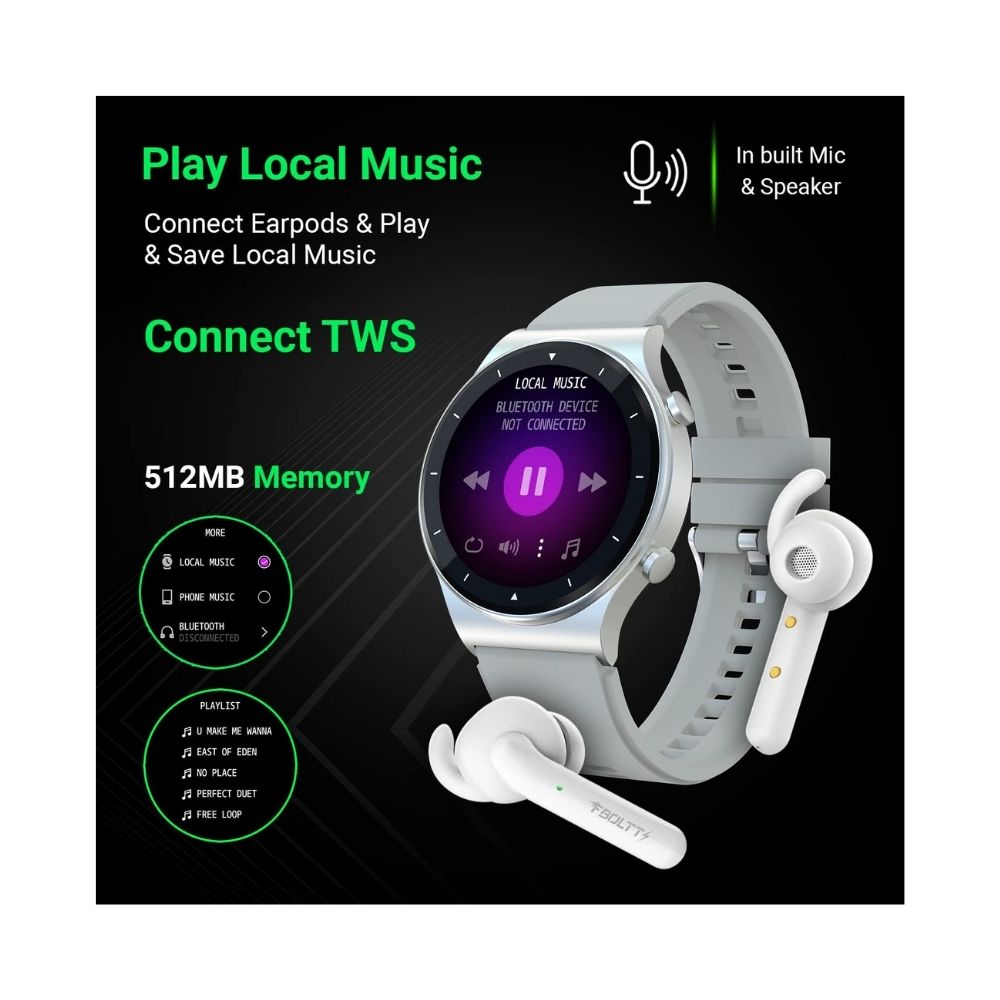 Fire-Boltt 360 Pro Bluetooth Calling, Local Music and TWS Pairing, 360*360 PRO Display Smart Watch Silver (BSW017)