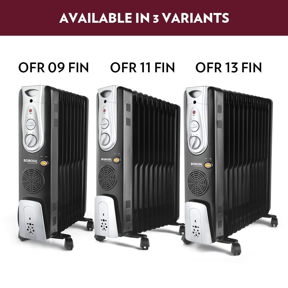 Borosil Volcano 11 Fin Oil Filled Radiator Room Heater, 2900 W, Black, (BOFR11F12)