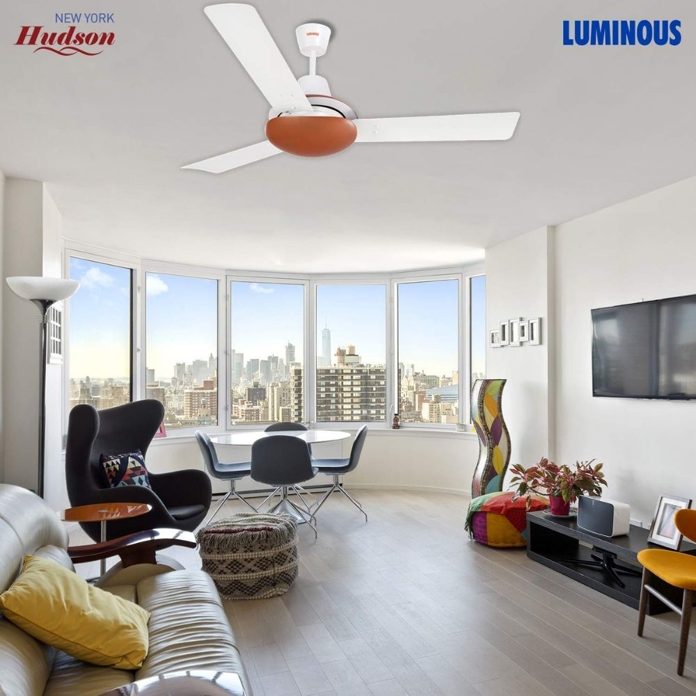 LUMINOUS New York Hudson 1200 mm 3 Blade Ceiling Fan  (Pearl White)