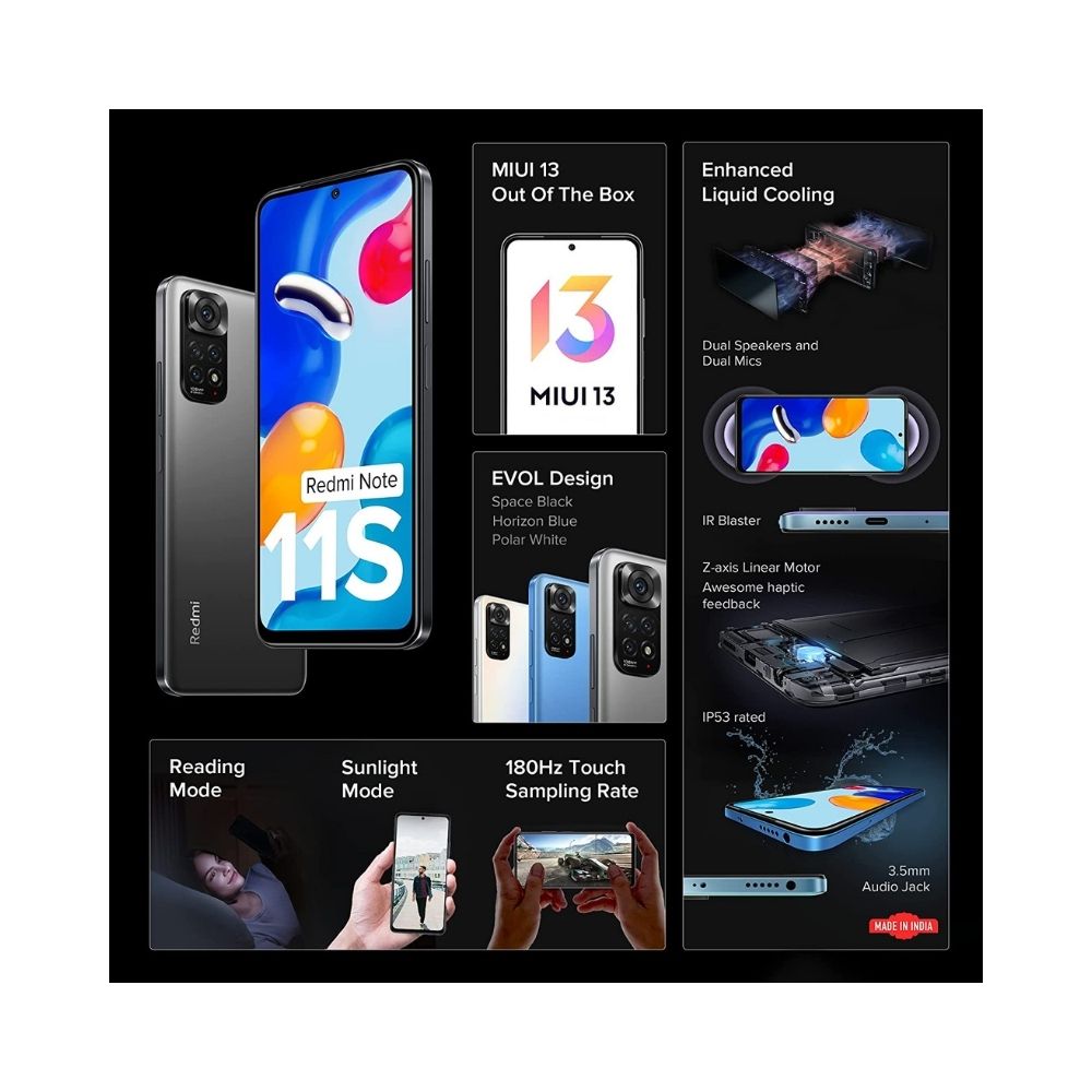 Redmi Note 11S (Space Black, 6GB RAM, 64GB Storage)
