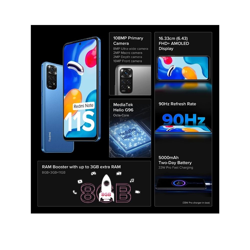 Redmi Note 11S (Horizon Blue, 8GB RAM, 128GB Storage)