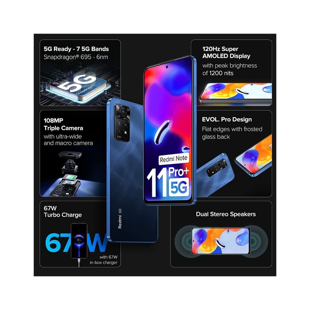 Redmi Note 11 Pro + 5G (Mirage Blue, 6GB RAM, 128GB Storage)