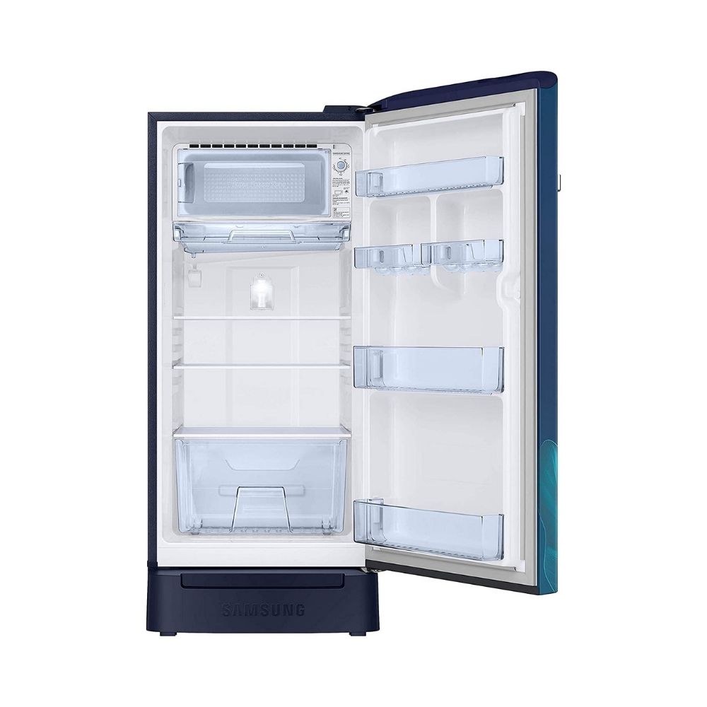 Samsung 198 L 5 Star Inverter Direct-Cool Single Door Refrigerator (RR21T2H2W9U/HL, Paradise Blue, Base Stand with Drawer)