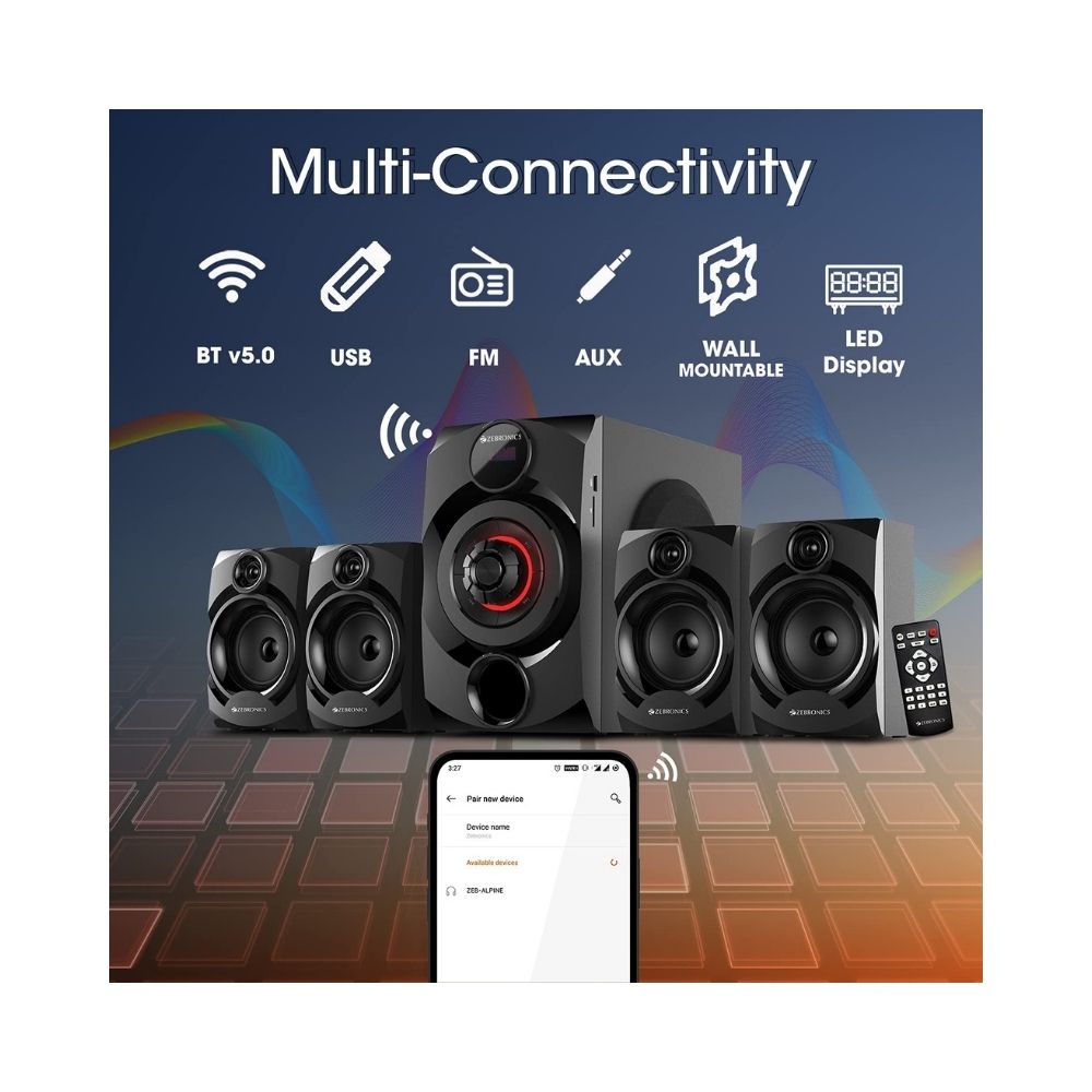 Zebronics ‎Zeb -Alpine 60 W Bluetooth Home Theatre (Black, 4.1 Channel)