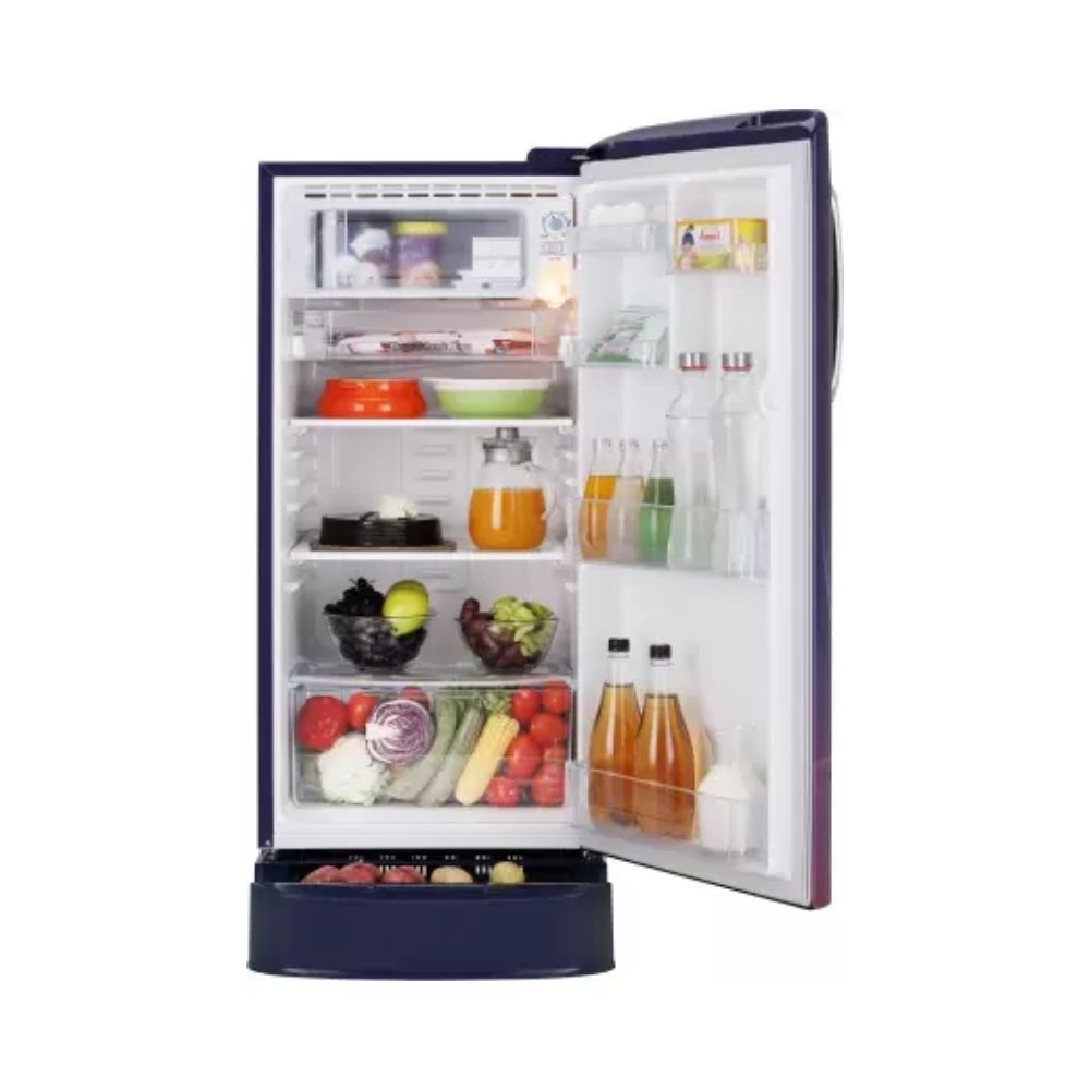 LG 190 L Direct Cool Single Door 3 Star Refrigerator with Base Drawer  (Blue Plumeria, GL-D201ABPX)