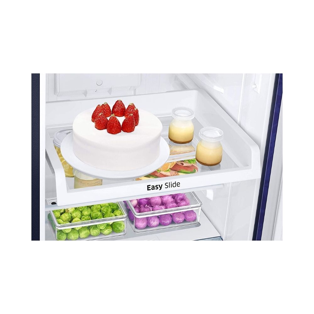 Samsung 253 L 2 Star Inverter Frost-Free Double Door Refrigerator (RT28T30226U/HL, Mystic Overlay Blue)