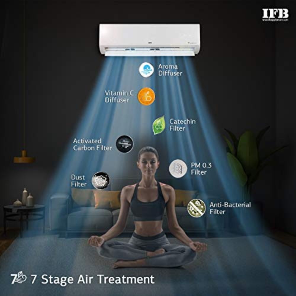 IFB 1 Ton 3 Star Twin Inverter Split Fastcool Silver Series AC (Copper, PM 0.3 Filter, IACI12SA3G3C, 2021 Model, Ivory Matte)