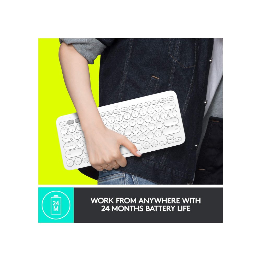 Logitech K380 Wireless Multi-Device Keyboard for Windows, Apple iOS, Apple TV Android or Chrome(Off White)