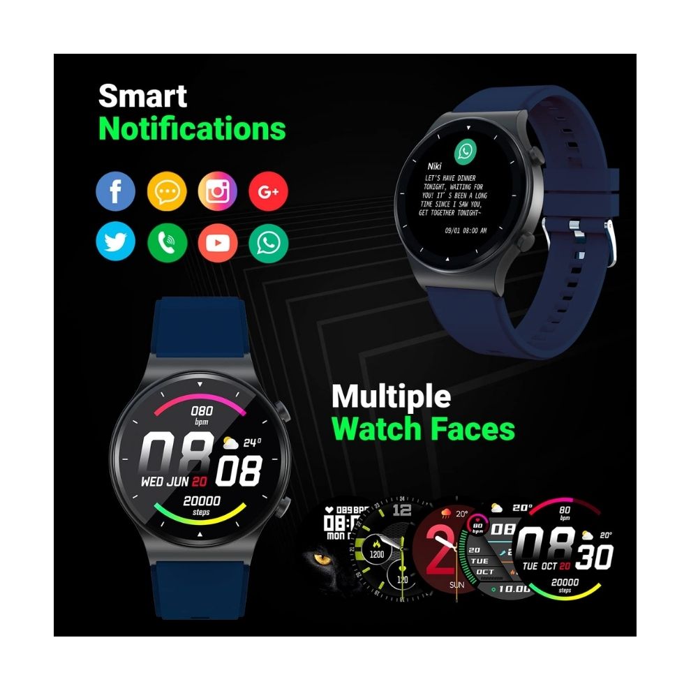 Fire-Boltt 360 Pro Bluetooth Calling, Local Music and TWS Pairing, 360*360 PRO Display Smart Watch (Blue)