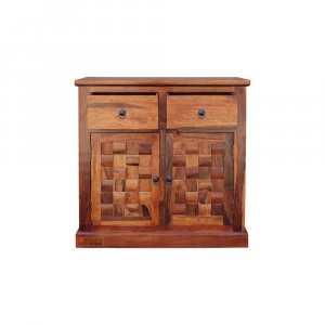 Aaram By Zebrs Two Door &amp; Two Drawer Cabinet &amp; Sideboard in Sheesham Wood with Honey Finish