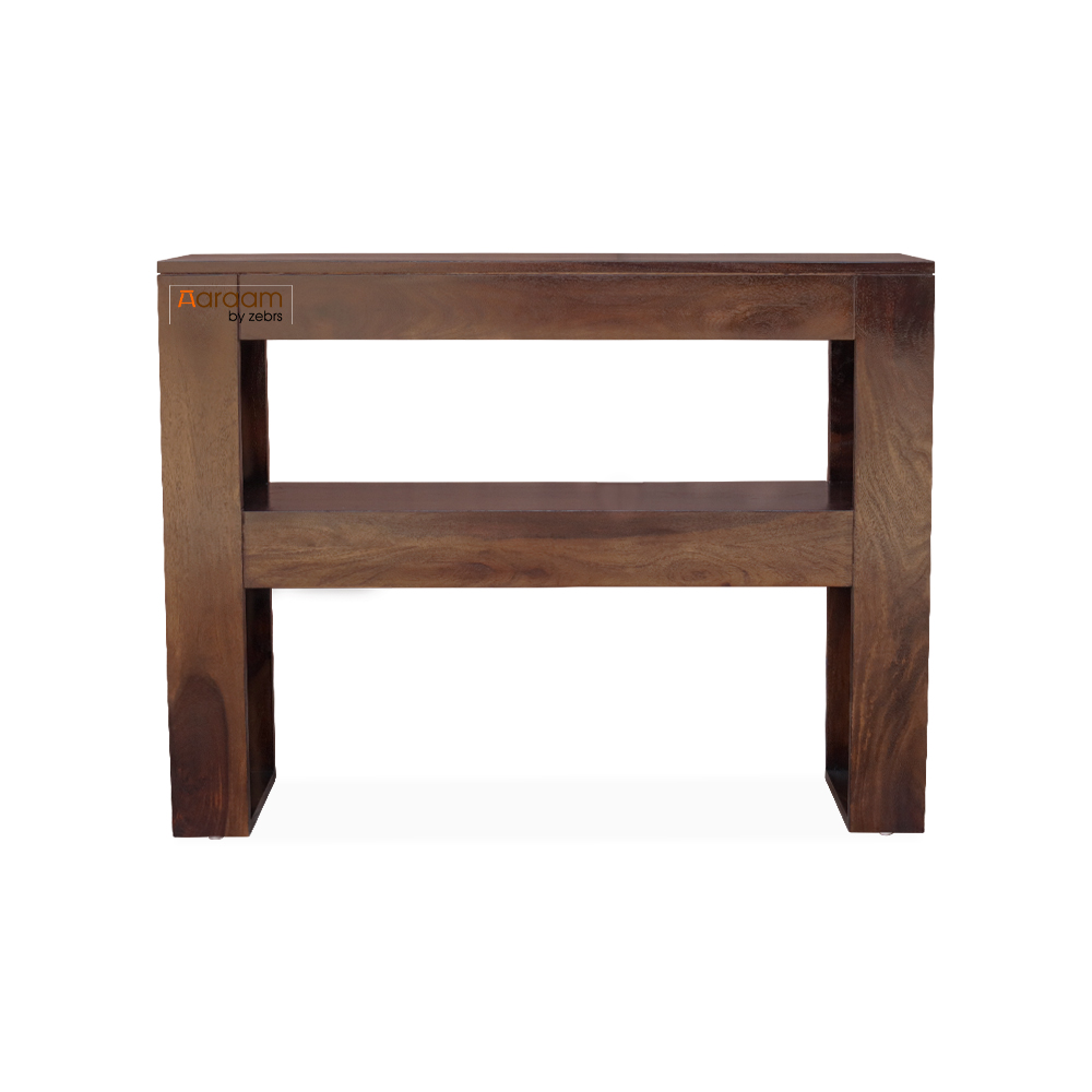 Aaram By Zebrs Sheesham Wood  Metal & Wooden Console Table with Bottom Shelf